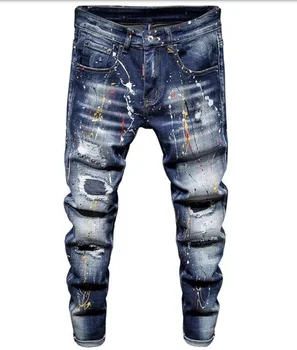 rt0817 Модные мужские джинсы 2023 для подиума, роскошный Европейский дизайн, мужская одежда для вечеринок